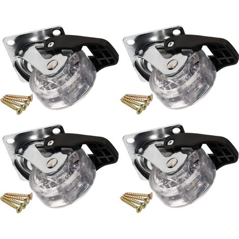 KOTARBAU Lot de 4 roulettes de meuble transparentes Ø 50 mm avec frein pour tous les types de sols Roulettes pivotantes en caoutchouc Roulettes de transport Pour Sofar/Caisse à outils (1/5)