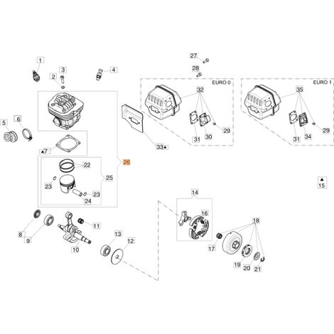Kettensägezylinder Modelle GS650 GS651 ORIGINAL EMAK 50252011A