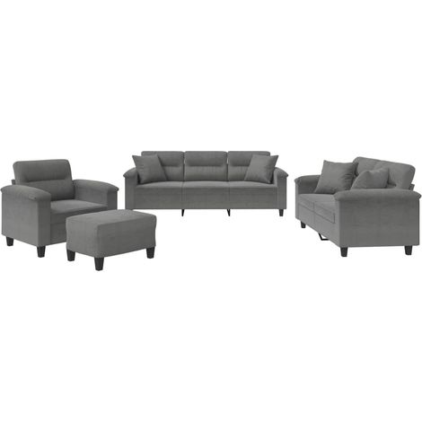 Maison Exclusive - Set Divani 4 pz con Cuscini Grigio Scuro in Tessuto Microfibra