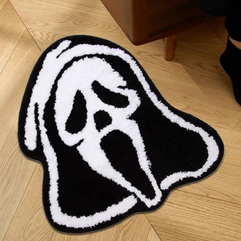 Tapis décoratif Halloween tête de mort - Tapis doux et moelleux pour chambre à coucher, tapis de jeu antidérapant, tapis de sol pour salon avec motif fantôme à chapeau (31,5 x 19,7 pouces) (1/5)
