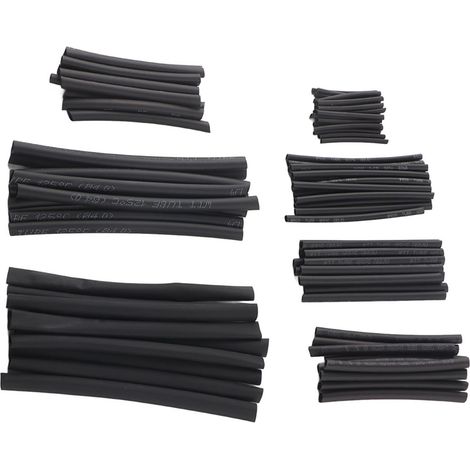 Packung mit 200 schwarzen Schrumpfschläuchen, Schrumpfverhältnis 2:1, 10,4 MPa Druck, 70–110 °C Schrumpftemperatur (1/5)