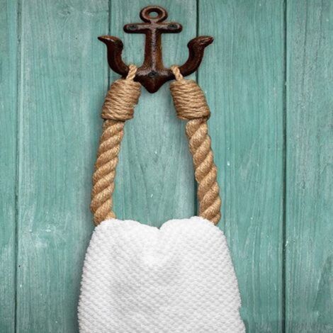 Hand Woven Bathroom Towel Rack, Wall Mounted Towel Rack, Hemp Rope Towel Rack Can Also Be Used For Toilet Paper Holder, Curtain Tiebacks,Brown (1/4)