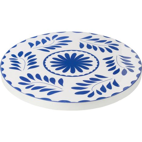 Plateau Tournant en Bois "Tod" 45cm Bleu & Blanc