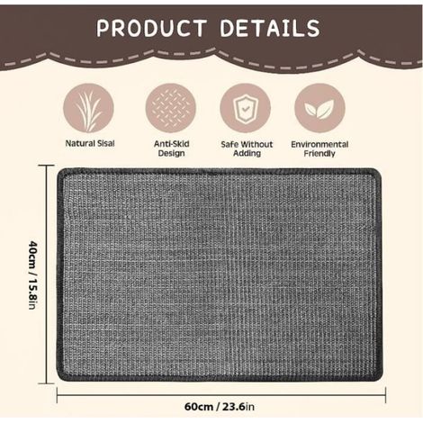 Tapis à gratter - MARQUE - 60x40cm - Antidérapant - Sisal 100% naturel - Multifonctionnel (1/4)