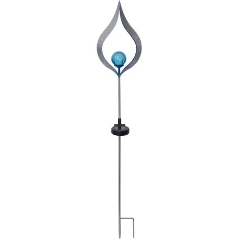 Solar Gartenstecker ,Melilla', Flamme, blaue Glaskugel, Lichtsensor, H 86cm (1/5)