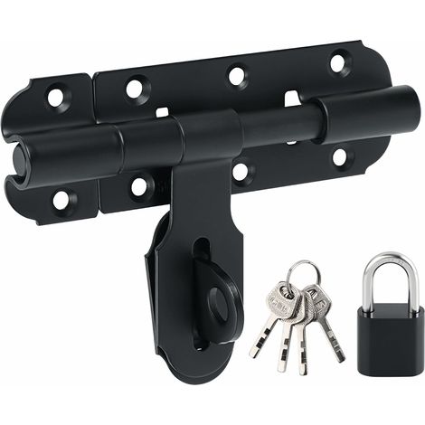 JSSEVN - Exterior Door Latch Locks, Sliding Bolt Door Latch Sets, Barrel Door Lock, Lock with Padlock Hole (1/5)
