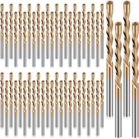 Forets Hélicoïdaux Gauches en Titane 1/8 Pouces, Mèches à Bois à Trois Arêtes pour Perçage, Lot de 50 (1/3)