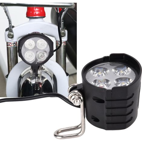 Klaxon et phare combinés à LED 12W (4 LED, klaxon et phare combinés, 12-80V) adaptés aux scooters, vélos électriques et motos. (1/5)