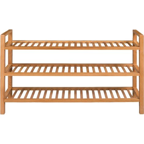 INLIFE Étagère à chaussures avec 3 étagères 100x27x60 cm Chêne massif (1/5)