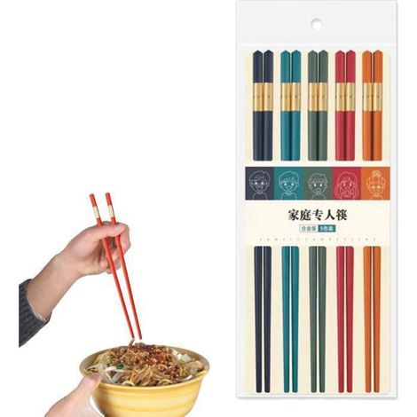Baguettes Chinoises - 24,3 Cm - Matériau Pps Pet Fibre De Verre - Antidérapantes - Lave-Vaisselle - 5 Paires (1/5)