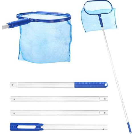 174 cm Oberflächen-Pool-Skimmernetze, Pool-Bodennetze mit 152 cm Teleskopgriff, 34 cm tiefes Pool-Skimmernetz, Pool-Zubehör, für Pool, Spa, Aquarium (1/5)