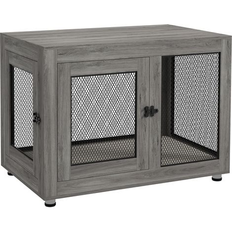 CHICFURN Gabbia per cane da interno 94 x 60 x 71,5 cm grigio, 2 porte, cuscino lavabile (1/5)