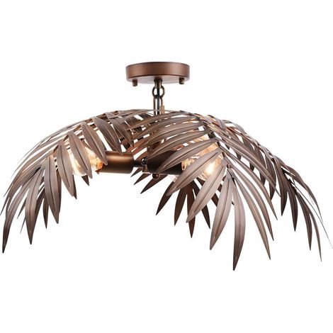 Vintage Tropical feuilles de noix de coco éclairage de plafond Unique rustique arbre lumières salon salle à manger chambre lustre luminaires (1/5)