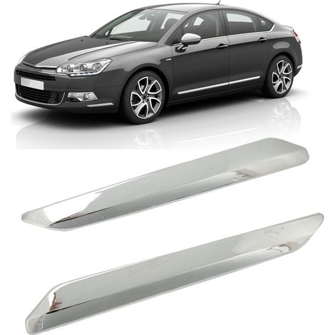 Une paire de pare-chocs avant chromés argentés adaptés pour Citroën C5 X7 2007-2015 (7810G3) (1/5)