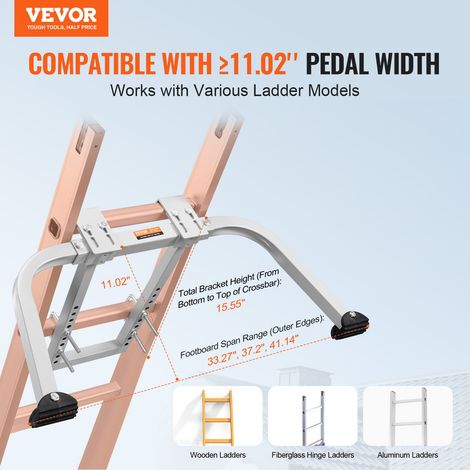 Stabilisateur d'Échelle de Toit Acier au Carbone avec Accessoires, Pieds Caoutchouc Antidérapants, Capacité Charge 150 kg, Compatible avec Différentes Formes d'Échelles pour Gouttière de Toit (1/5)