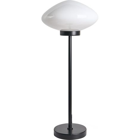 Table Lamp Black Iron Metal Base Glass Shade White Modern Design Living Room Bedroom SIBUN