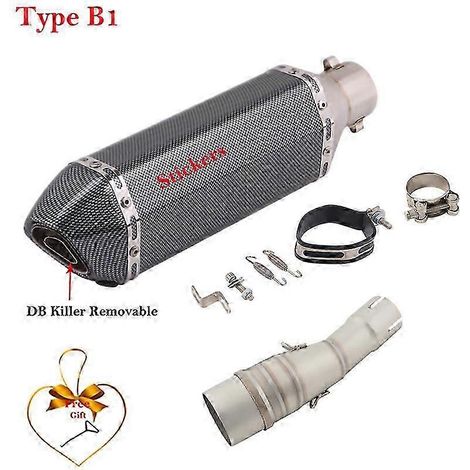 Système d'échappement pour moto, silencieux modifié, tube intermédiaire en fibre de carbone, 51 mm, pour Yamaha Xmax 250, 300, Xmax250, Xmax300, 2017 - (Type B1) (1/5)