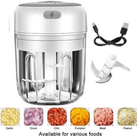 Mini hachoir électrique - Marque - Modèle - 30 W - 250ml - Blanc (1/4)