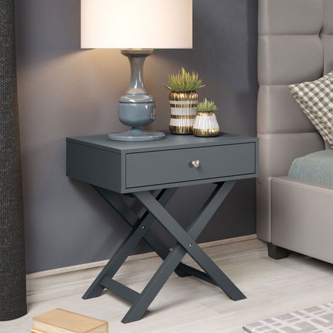 Chevet 1 tiroir 55x40x60 cm en pin bleu nuit - GARLONE