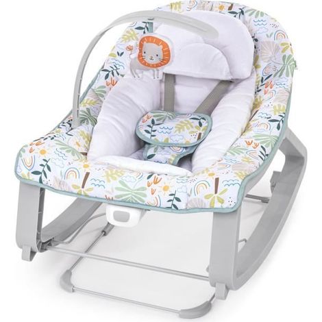 INGENUITY Transat bébé bascule évolutif 3-en-1 Keep Cozy -Tropical Rainbow- 3 Positions: arche avec jouets amovible, jusqu'a