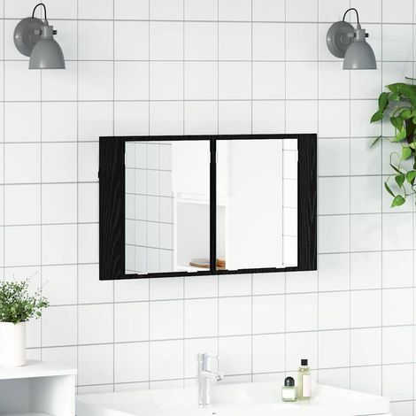 Badezimmerspiegelschrank Schwarz Eichen-Optik 80 x 12 x 45 cm
