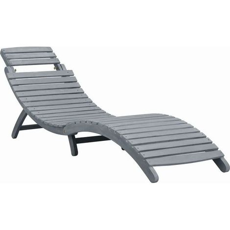 Chaise longue pliante acacia massif gris Ontim (1/4)
