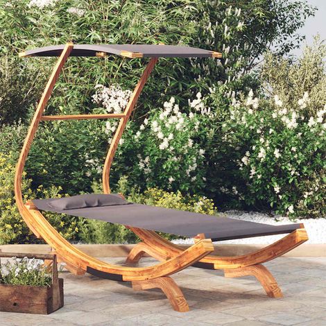 vidaXL Lit repos et auvent 100x190x134cm Bois courbé massif Anthracite (1/5)