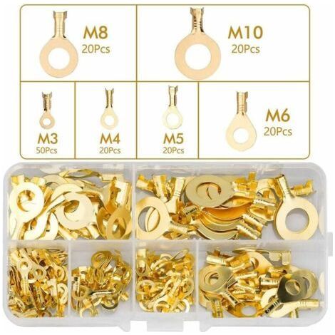 INHHUB Electrical Wire Lugs Eyelet Crimp Lugs Brass Ring Wire Lugs Eye Hole Copper Wire Crimp Connector Wire Terminals Kit-INHHUB (1/5)