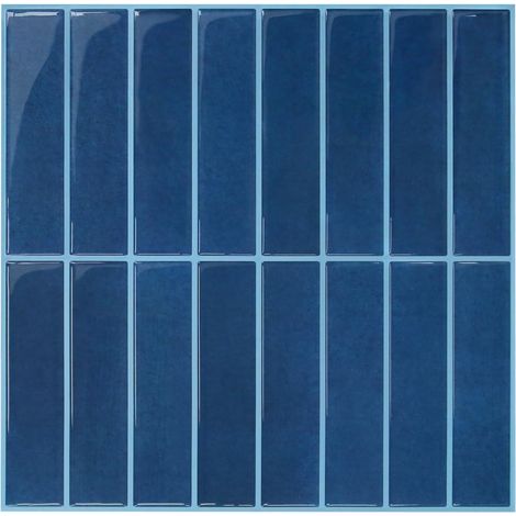 10 Pièces Carrelage Adhésif, Vinyle 3D Bleu Foncé, Imperméable, Pour Cuisine Et Salle De Bain (1/5)