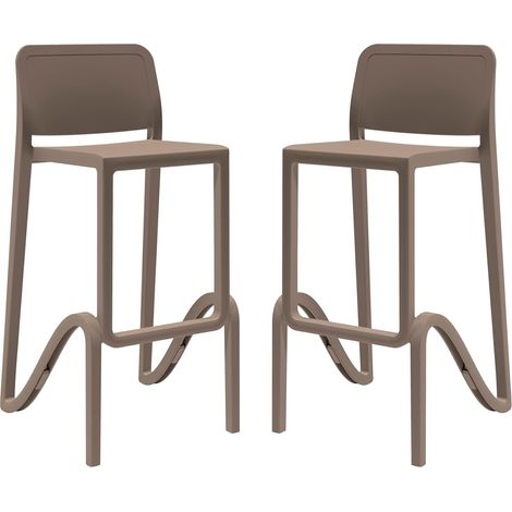 Tabouret Haut empilable pour intérieur et extérieur en polypropylène Teti Giano Tortora (1/5)