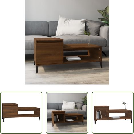Wohnzimmer Couchtisch - Couchtisch Braun Eichen-Optik 100x50x45 cm Holzwerkstoff (1/5)