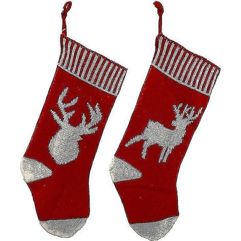 Lot de 2 chaussettes de Noël, chaussettes de cheminée de Noël, sachet cadeau de bonbons (1/4)