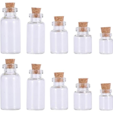 Lot de 25 Petites Bouteilles en Verre Blanc 0,5ml à 5ml Bouchon Liège, Multi-Usage pour Décoration et Bricolage (1/5)