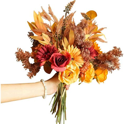 Lot de 2 bouquets de fleurs artificielles style bohème, 43 cm-AquaForge (1/5)
