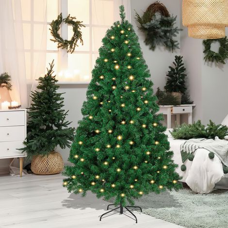 TolleTour Árbol de Navidad artificial reutilizable, con ramas automáticas y soporte metálico, con guirnalda de luces LED, 210 cm. (1/5)