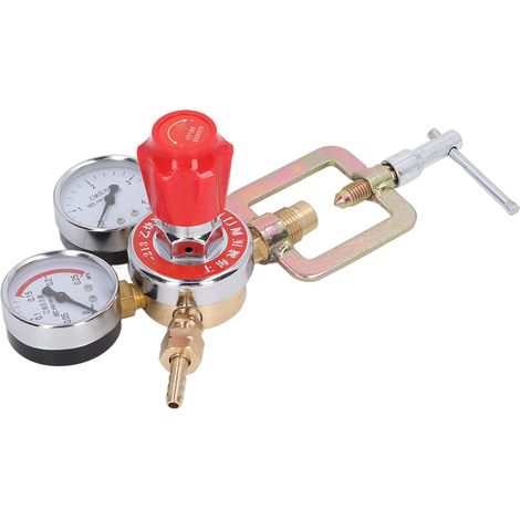 Acetylenregler-Set mit Messing-Manometer, Flammendurchschlagsicherung und Druckregler für Lötbrenner, Schweißarbeiten und professionelle Anwendungen, robust und zuverlässig. (1/5)
