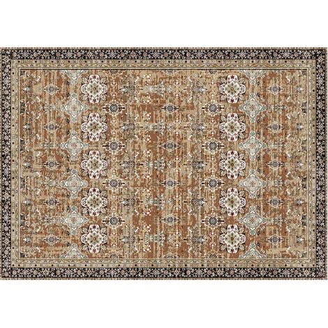 Mophorn Flächenteppich 2743x3658 mm, Kurzflor, waschbar und rutschfest, Vintage-Stil für Wohnzimmer, Schlafzimmer, Kinderzimmer, Büro, Braungrün