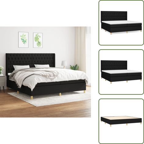 Cama de espaldas - vidaXL Cama box spring con colchón tela negro 200x200 cm - Cama de boca abajo
