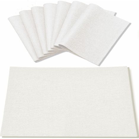 Lot de 8 Sets de Table en Tissu de Type Lin, lavables en Machine, résistants à la Chaleur, infroissables, en Polyester épais pour Table de Salle à Manger (Blanc) (1/5)