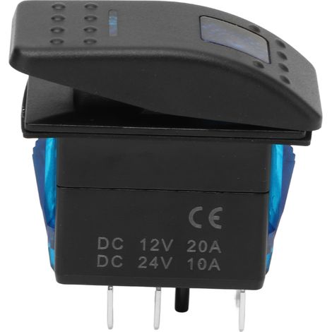 Interrupteur à bascule LED étanche IP65 ON-OFF (SPDT) 5 broches, éclairage bleu pour véhicules 12‑24V (1/5)