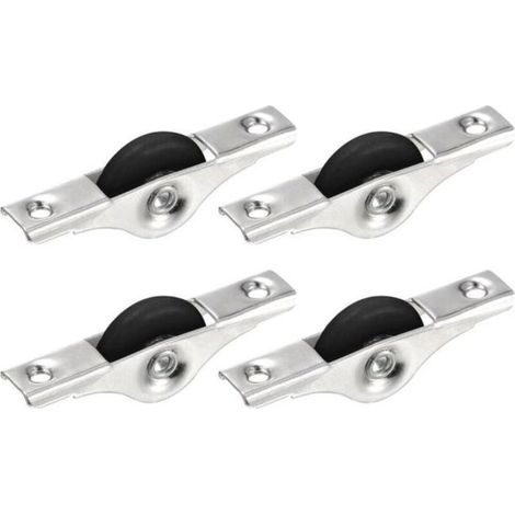 Roulettes coulissantes en nylon de 30 mm pour meubles, paravents, armoires, placards, avec vis, lot de 4, noir et argent (1/5)