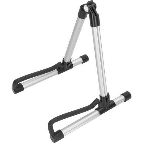 Support de guitare pliable réglable en hauteur, pied métallique argenté pour guitare acoustique/électrique (1/5)
