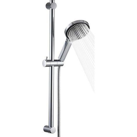 Duschstangenset mit 6 Strahlarten Brausekopf, 90cm verstellbar, Chrom