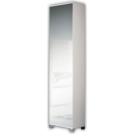 Exagonshop Scarpiera 42x32 con specchio H 190 bianco lucido Capri