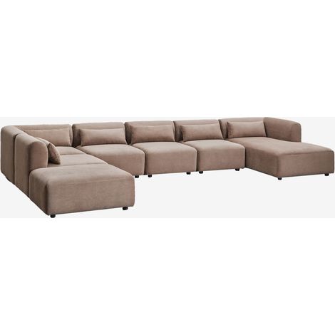Canapé modulable méridienne droite 6 pièces avec pouf Fogler SKLUM