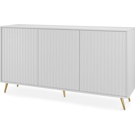 Selsey Bello - Sideboard mit Lamellenfronten - 154 cm - Weiß mit goldenen Beinen (1/5)