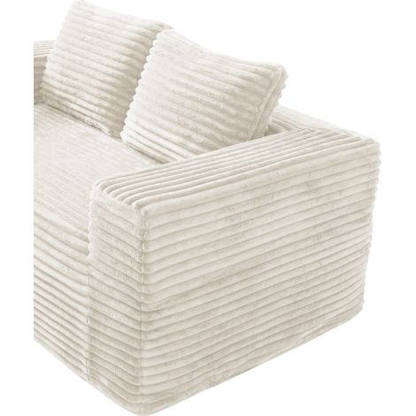 Canapé 2 places profond en mousse, revêtement velours côtelé doux, sans montage ni structure, moderne pour petit espace, appartement, chambre, bureau (beige) (1/5)