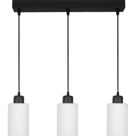Lámpara de techo colgante negra con pantalla de cristal blanco, Loyd Bianco 15-064