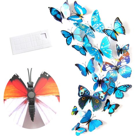 Lot de 12 stickers muraux papillons 3D stéréoscopiques pour la décoration du salon (1/5)