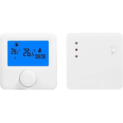 VINGVO Contrôleur de température Régulateur de température de thermostat de chauffage sans fil RF LCD numérique pour chaudière (1/4)